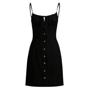 Commense Black Button Front Mini Dress XL NWT Sleeveless Tie Summer Casual